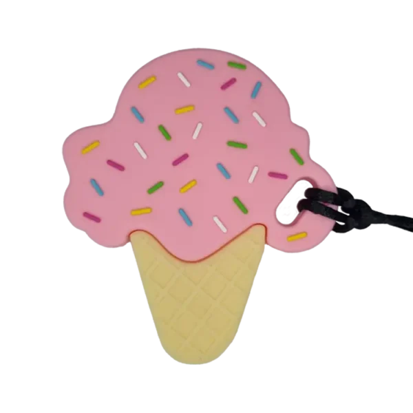 Children's ice cream sensory chew necklace kids toy pink