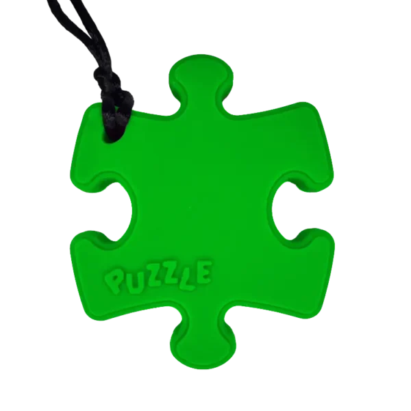 Puzzle piece sensory chew necklace green