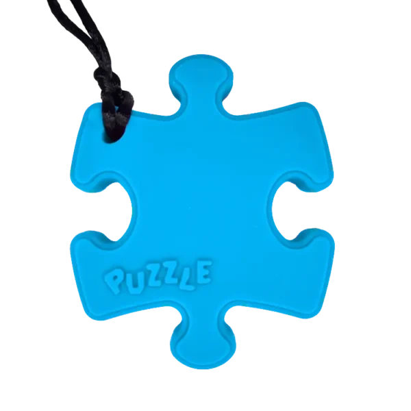 Puzzle piece sensory chew necklace light blue