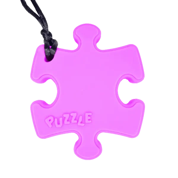 Puzzle piece sensory chew necklace pink