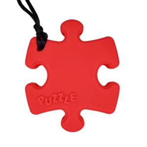 Puzzle piece sensory chew necklace red