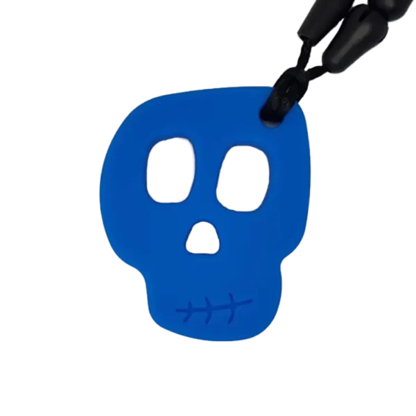 Chewy skull sensory chew necklace blue