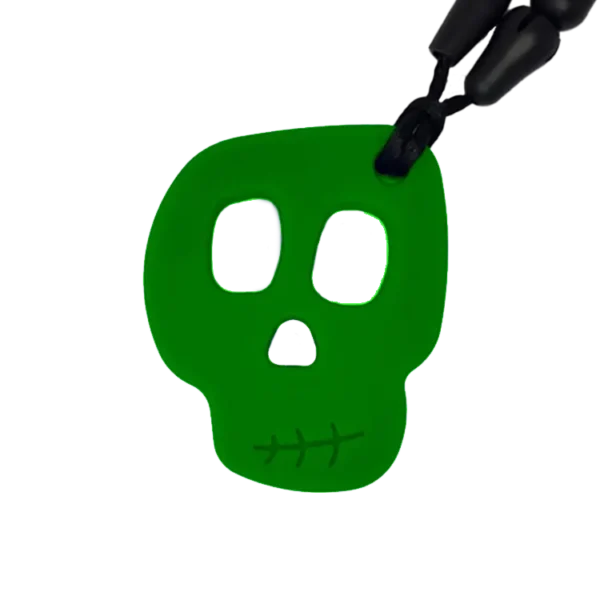 Chewy skull sensory chew necklace green