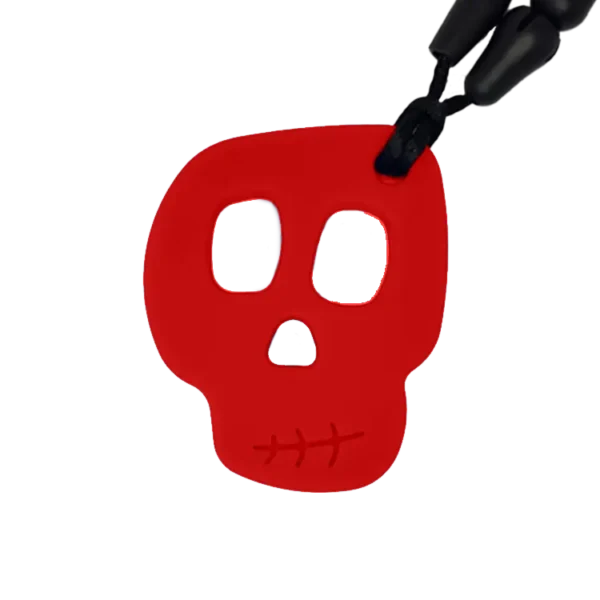 Chewy skull sensory chew necklace red