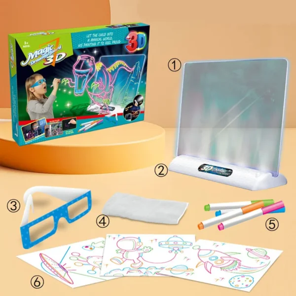 Childrens 3D Magic Drawing Board Dinosaur Kids