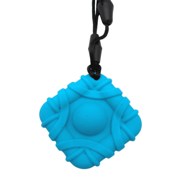 Pop it square sensory chew necklace blue