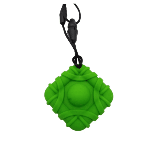 Pop it square sensory chew necklace green