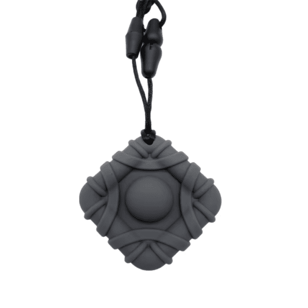 Pop it square sensory chew necklace grey