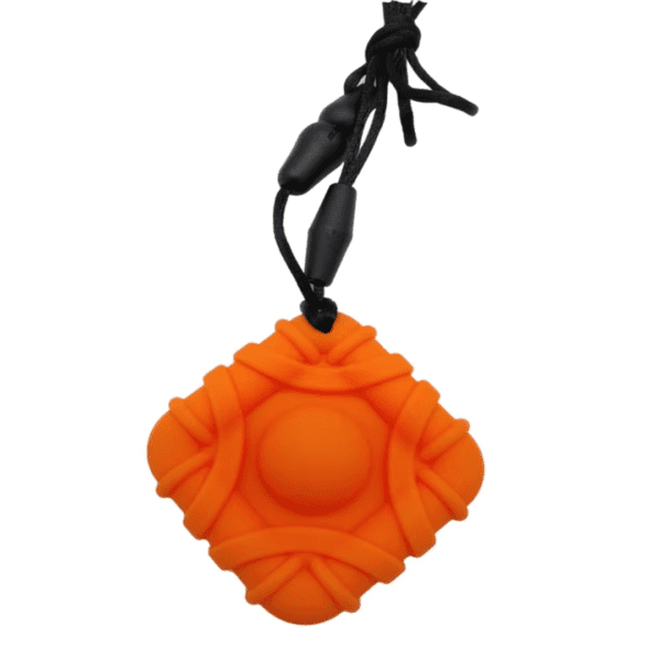 Pop it square sensory chew necklace orange