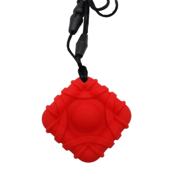 Pop it square sensory chew necklace red